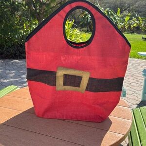 Mud Pie Santa Sack Coated Canvas (Jute) Tote NWOT
